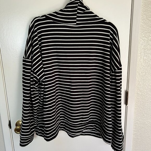 Plus Size Time and Tru Black & White Striped Cowl Neck Sweater (XXL / 22W) - Picture 9 of 10